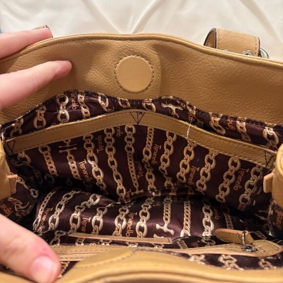 Tignanello Camel Tan Pebbled Leather Satchel Handbag Purse ECU - Picture 11 of 12